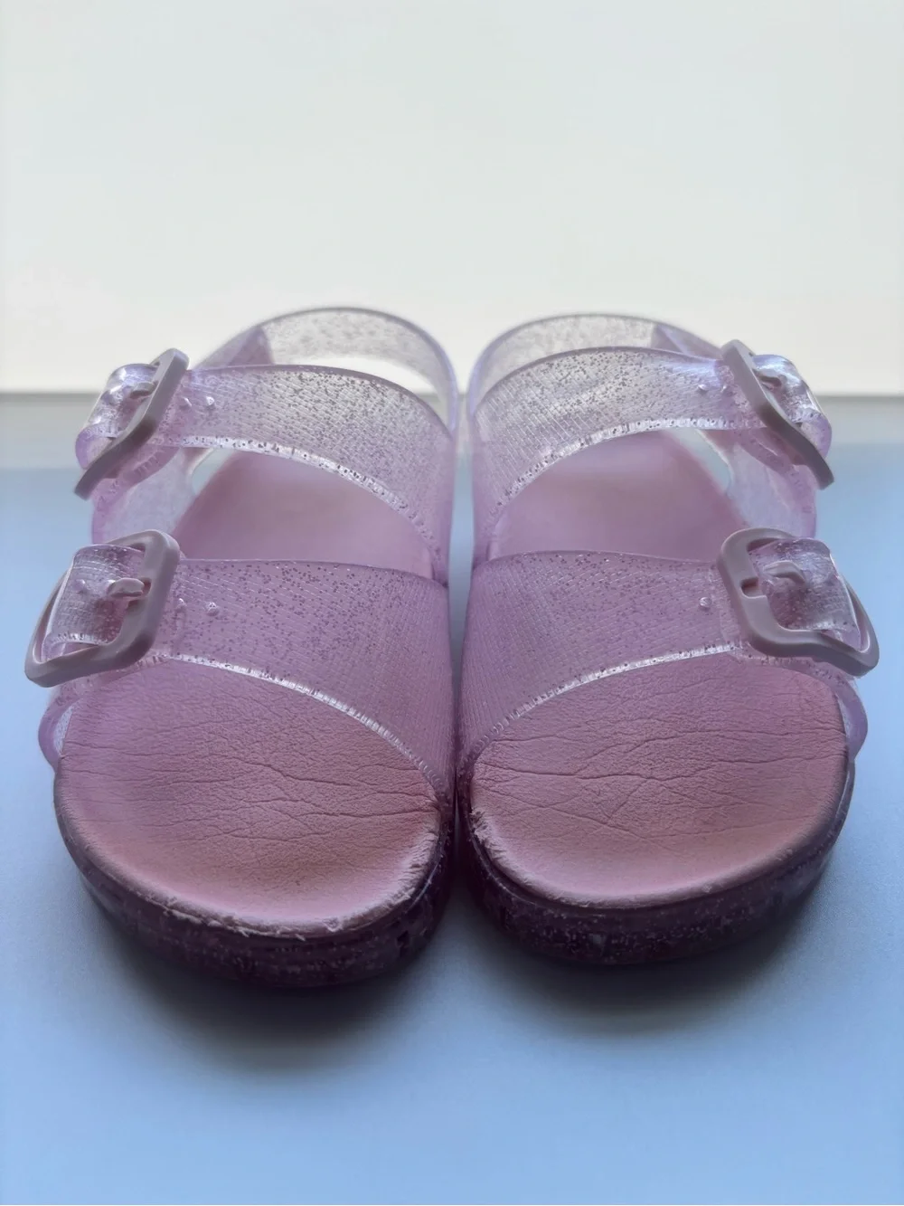 Kids Pink Glitter Jelly Sandals
